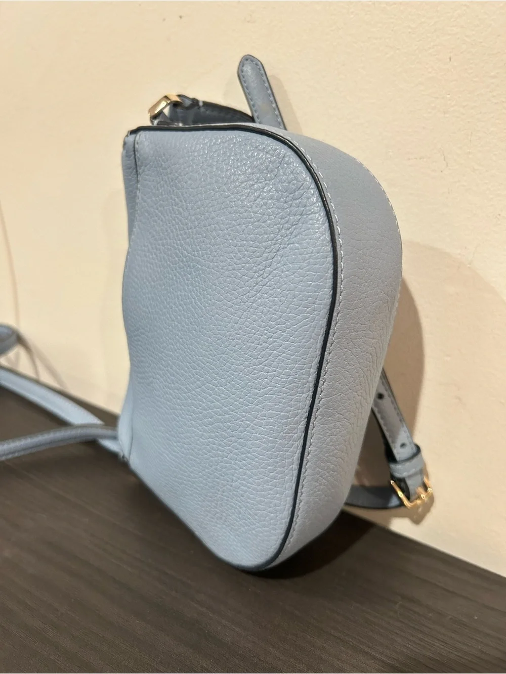 Kate Spade Leila Mini Flap Crossbody Blue Leather Frosy Sky EUC